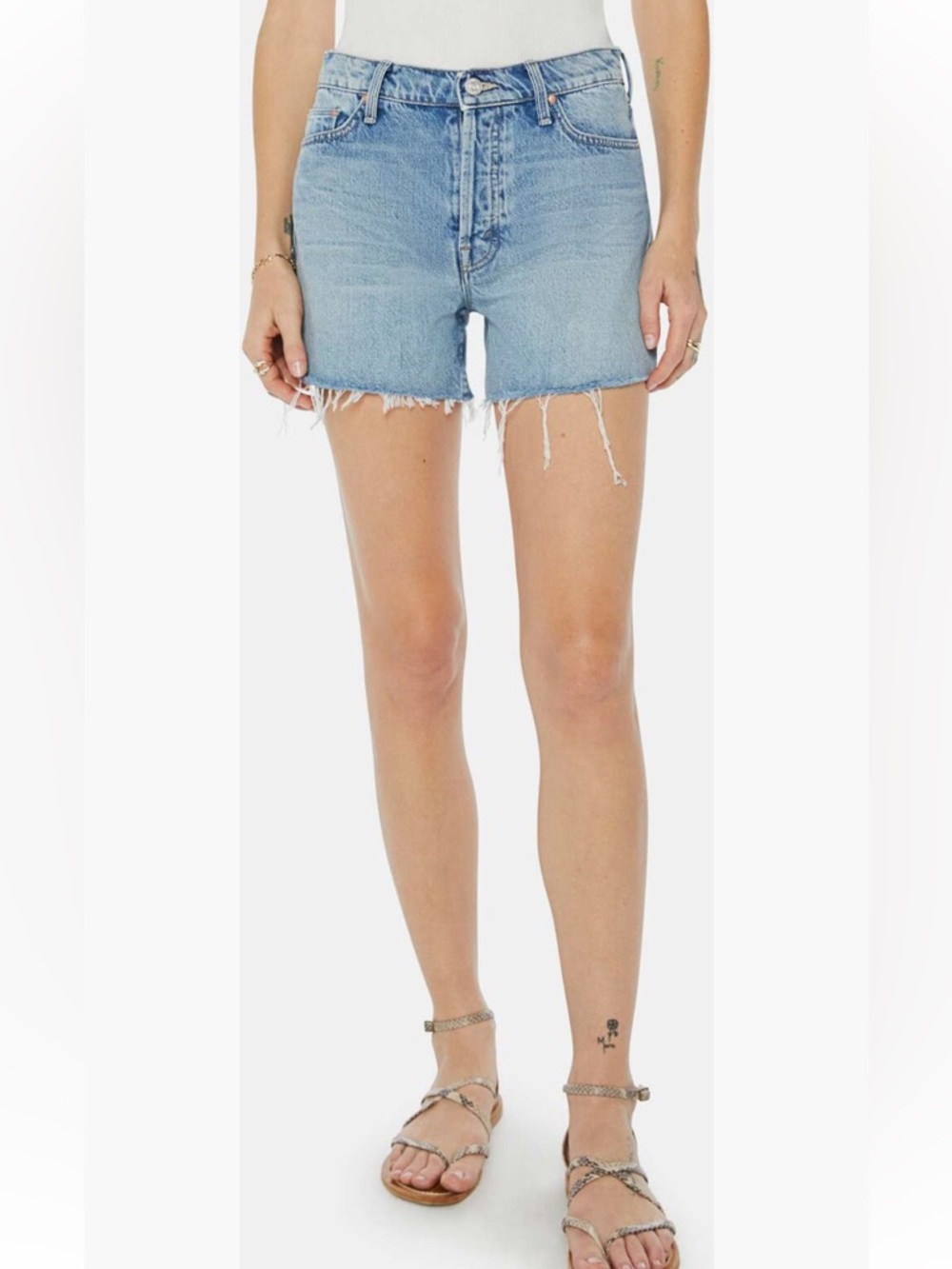 NWT MOTHER The Skipper High Rise Cut Off Shorts in Leap at the Chance 27